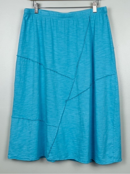 J. Jill Dresses & Skirts - J. Jill Aqua Cotton Elastic-Waist Asymmetric Skirt 100% cotton sz XL flowy midi